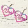 Pink Love Hollowed Heart Valentines Fashion Earrings