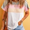 Stylish Ribbed T-shirt With Colorblock Design For Women