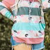 Sky Blue Stripe Plus Size Colorblock Pullover Top