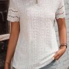 Summer Must-Have: White Eyelet Embroidery Scalloped Top For Women