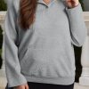 Light Grey Textured Snap Buttons Pullover Plus Size Sweatshirt