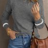 Soft And Cozy Daily Wear: Women's Ribbed Texture Sweater In Medium Grey