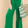 Casual Chic Solid Color Wide Leg Pants With Sash Tie Detail