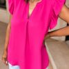 Lightweight And Soft Polyester Blouse For Daily Wear - Seductive Notched Neck Design