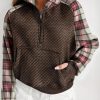 Trendy Zip-Up Stand Collar Sweatshirt With Kangaroo Pocket And Thumbhole Sleeves