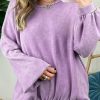 Wisteria Mineral Wash Drop Shoulder Casual Sweatshirt