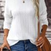 Relaxed Fit White Long Sleeve Top For Daily Wear