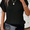 Relaxed Fit Textured Short Sleeve Sweater - Modern Style For Daily Wear