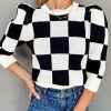 Cozy And Fashionable Casual Knit Top With Puff Sleeves