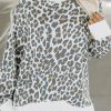 White Printed Solid Trim Leopard Print Top