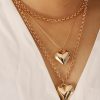 Gold Multilayer Heart Shape Pendant Valentine Necklace