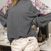 Philippine Gray Floral Patchwork Textured Long Sleeve Top