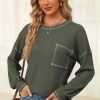 Versatile Loose Fit Blouse For Daily Wear In Mist Green