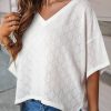 White V Neck Knitted Flowy Blouse