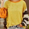 Ginger Colorblock Striped Sleeve Patchwork Drop Shoulder Top