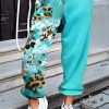 Light Blue Contrast Leopard Tie-dye Print Jogger Pants