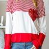 Trendy Striped Colorblock Top For Daily Wear - Women's Long Sleeve Shirt