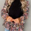 Trendy Two-Piece Look: Black Peplum Sweater With Floral Sleeve And Ruffled Collar