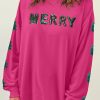 Trendy Women's Strawberry Pink Sweatshirt With Christmas Tree Design