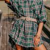 Stylish And Comfortable Green Plaid Tunic Shirt For Daily Wear