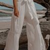 White Smocked High Waist Bohemian Wide Leg Pants