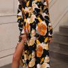 Charming A-Line Floral Long Dress With Elastic Waist For Women