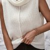 Relaxed Fit Sleeveless Sweater In Plaid White For Daily Wear