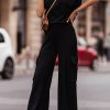 Black High Neck Sleeveless Vest And Cargo Pants Outfit