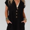 Relaxed Fit Short Sleeve Romper With Functional Pockets