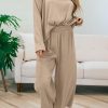 Relaxed Fit Two-Piece Set: Textured Pullover And Straight Leg Pants