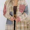 Casual Pink Plaid Color Block Jacket - Perfect For Spring, Autumn, And Winter