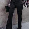 Black Satin Flare Tailored Pants