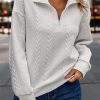 Stylish Casual White Zip-Up Sweatshirt For Women