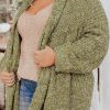 Sage Green Open Front Knit Plus Size Cozy Cardigan