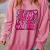 Pink Valentines LOVE Graphic Plus Size Side Split Sweatshirt