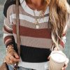 Taupe Classic Round Neck Colorblock Knit Sweater