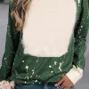 Mist Green Bleached Tie-dye Print Long Sleeve Top