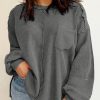 Dark Grey Plus Size Exposed Seam Crinkle Patchwork Top