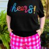 Black Plus Size Cheers Glitter Tinsel Short Sleeve Sweater