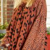 Stylish Long Sleeve Blouse - Brown Leopard Print For Casual Fall Wear