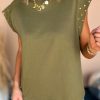 Versatile And Fashionable Women's Short Sleeve Top In Guacamole Green