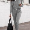 Gray Drawstring Hoodie And High Waist Pants Lounge Set