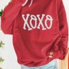 Racing Red Aphabet Chenille Embroidered Pullover Sweatshirt