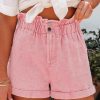 Trendy High Waisted Frilled Denim Shorts - Feminine And Fashionable