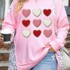 Pink Plus Leopard Patchwork Chenille Heart Graphic Sweatshirt