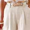 Beige High Rise Wide Leg Cotton Blend Casual Shorts