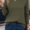 Textured And Cozy Shift Top: Women's Long Sleeve Solid Color Shirt