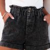 Women's Seductive Paperbag Waist Denim Shorts