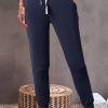 Navy Blue Drawstring Waist Pocketed Joggers