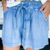 Beau Blue Casual Chambray Drawstring Shorts